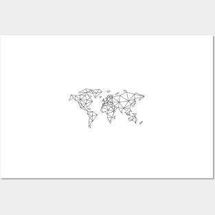 Geometric world map Posters and Art